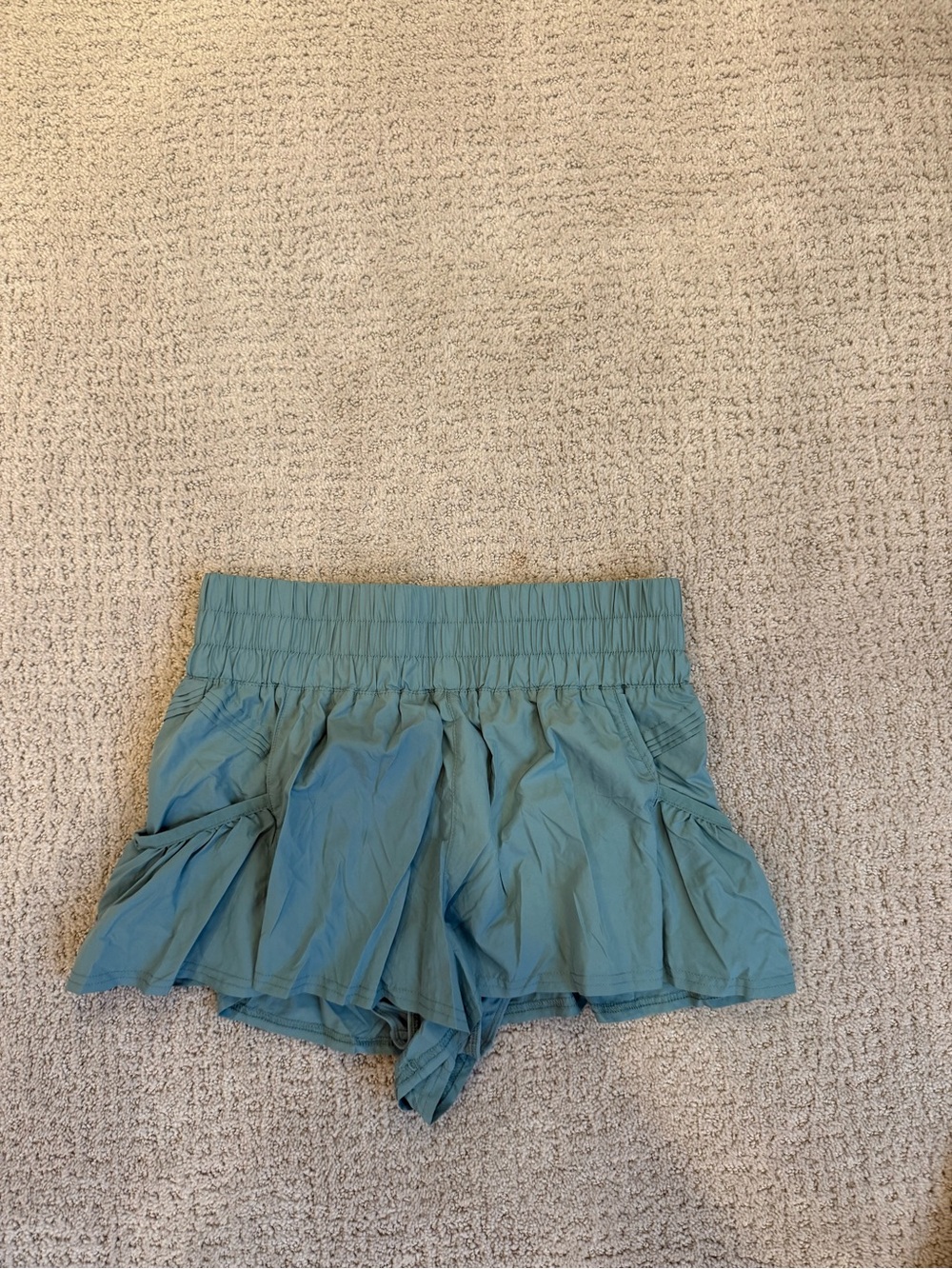 Free People Teal Elastic-Waist Athletic Shorts